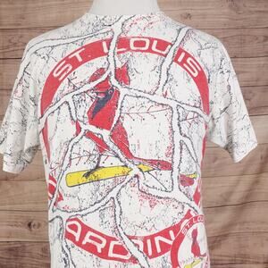 Vintage St Louis Cardinals Shirt XL Baseball AOP Made USA 90s All Over Print